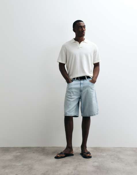 Hollister - Bermuda baggy en jean - Bleu clair délavé - view 1