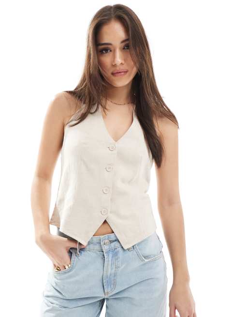 Hollister – Beżowa kamizelka z dekoltem typu halter