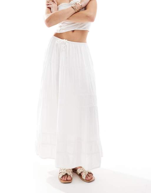 Hollister – Biała warstwowa spódnica maxi, 4 z 5