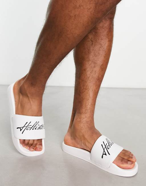 Hollister – Białe klapki z napisem z logo, 4 z 4