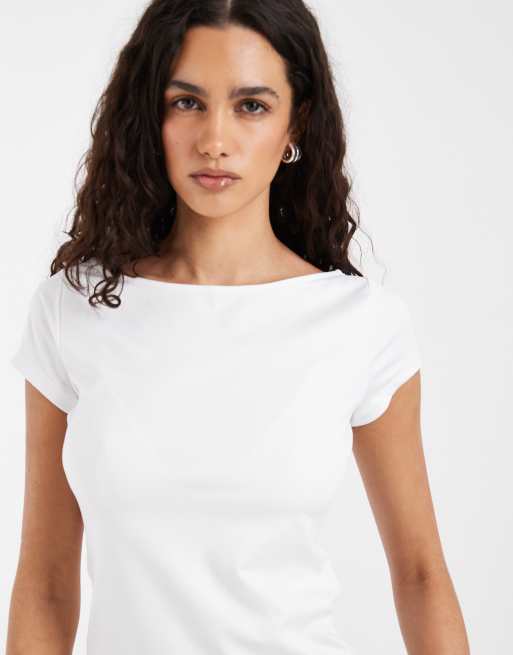 Hollister – Biały bezszwowy top z prostym dekoltem, 2 z 4