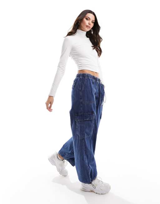 Hollister – Biały top z długim rękawem i golfem, 4 z 4