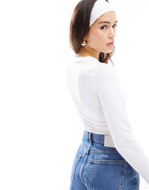 Hollister – Biały top z długim rękawem, 4 z 4