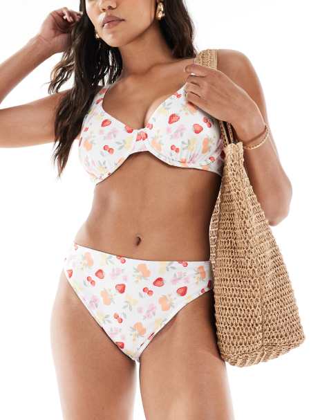 Hollister - Bikini med buet kant og frugtprint - view 1