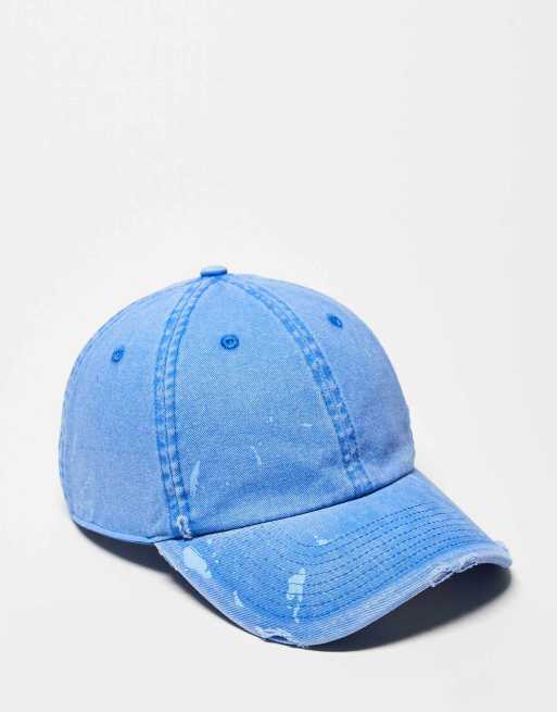 Hollister - Blå kasket med malerpletter og slidt finish