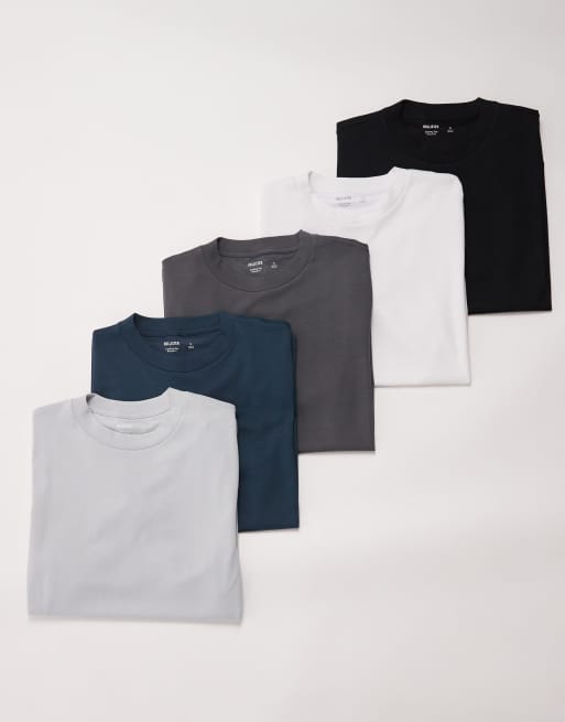Hollister – Blå och neutrala t-shirts med korta ärmar, 5-pack
