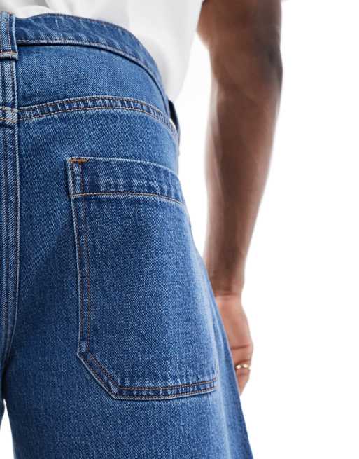Hollister - Blå posede knælange tømrershorts i denim, 2 af 5