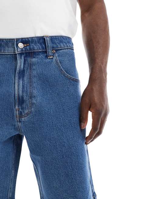 Hollister - Blå posede knælange tømrershorts i denim, 5 af 5