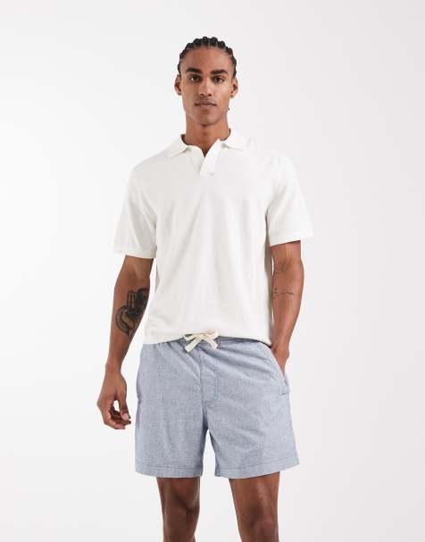 Hollister - Blå pull-on-shorts i bomulds- og hørblandingsmateriale - view 1