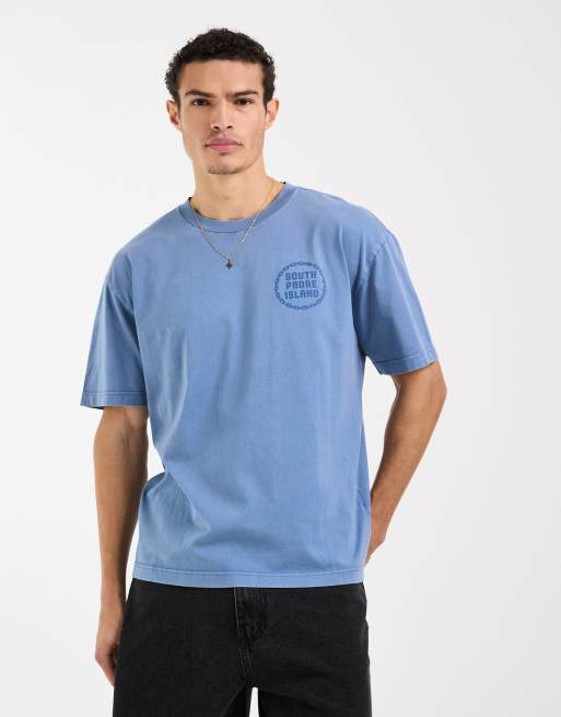 Hollister – Blå t-shirt med "Destination"-tryck baktill, 3 av 5