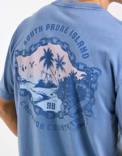Hollister – Blå t-shirt med "Destination"-tryck baktill, 4 av 5