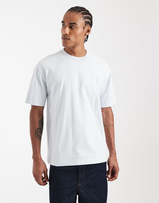 Hollister – Blå, tvättad t-shirt med boxig passform