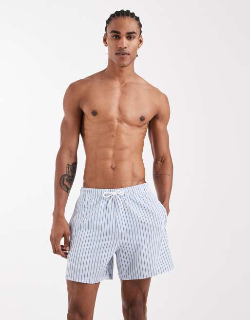 Hollister - Blåstribede badeshorts i seersucker med striber