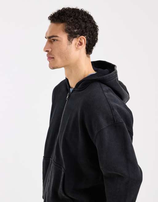 Hollister – Bleksvart huvtröja med boxig passform och framficka, 4 av 5