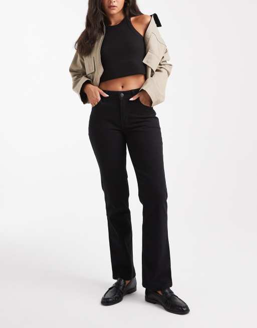 Hollister – Bleksvarta jeans med hög midja och raka ben