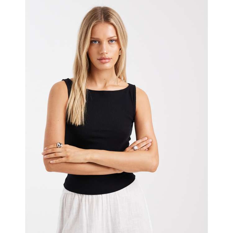 トップス draw drawers Cotton Boat Neck Tanktop soft_line_boat_neck_tank_top_1