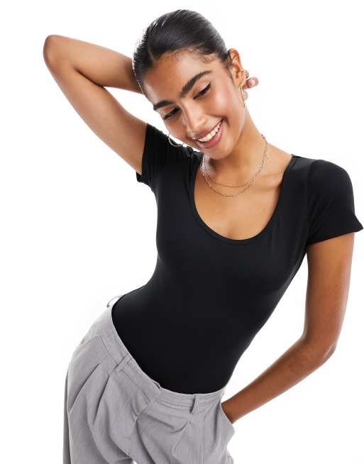 Hollister - Body sans coutures à encolure dégagée - Noir