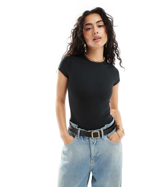 Hollister - Body sans coutures à manches courtes - Noir