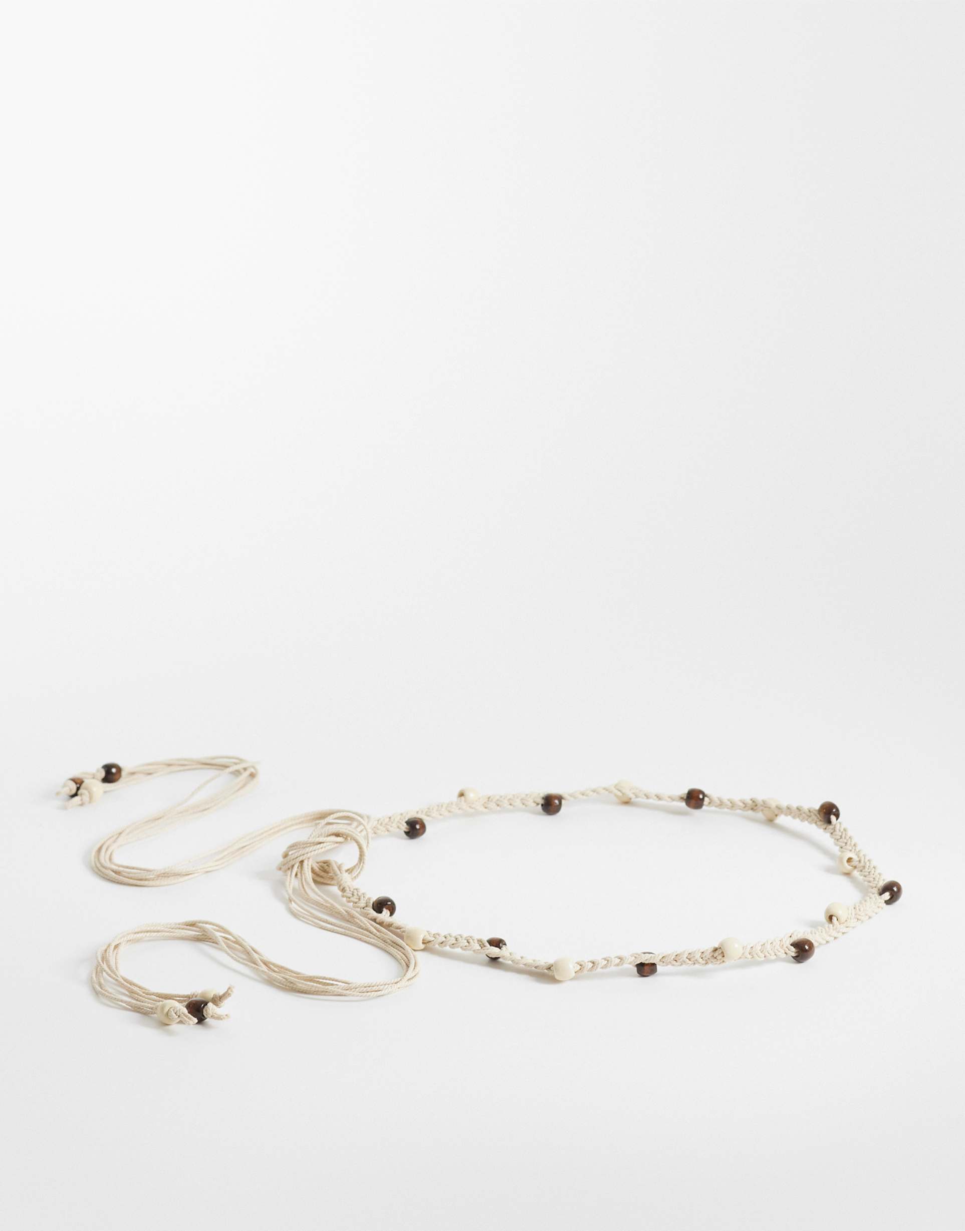 hollister boho beaded tie up belt in sand