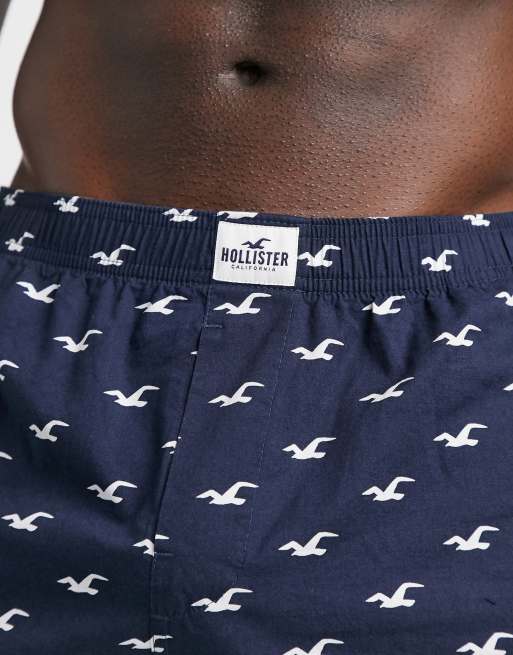 Hollister - Boksershorts i vævet, marineblåt stof, 3 af 4