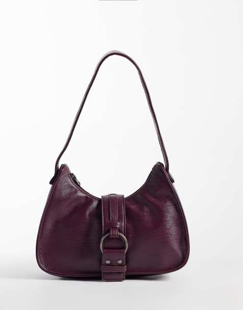 Hollister - Bolso de hombro burdeos con detalle de cierre de cinturón - view 1