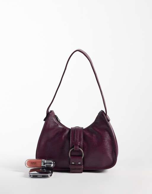 Hollister - Bolso de hombro burdeos con detalle de cierre de cinturón, 2 de 4