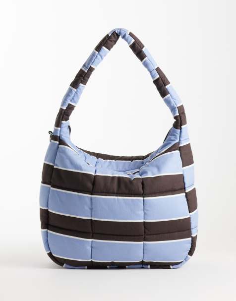 Hollister - bolso shopper guateado a rayas marrones y azules - view 1