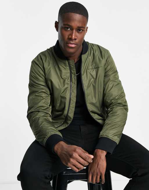Hollister bomber jacket in olive green ASOS