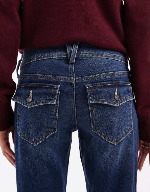 Hollister – Bootcut-Jeans in dunkelblauer Waschung mit niedrigem Bund, 5 von 5