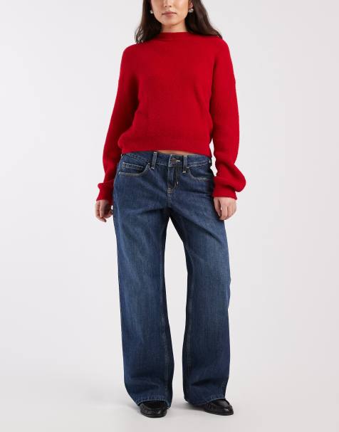 Hollister - Bootcut jeans met lage taille in donkerblauwe wassing - view 1