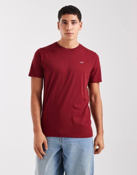 Hollister - Bordeaux T-shirt med rund hals og logoikon - view 1