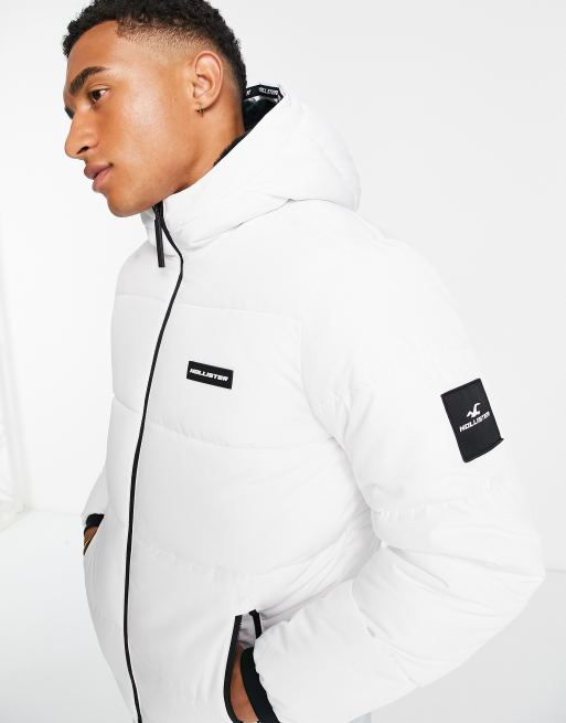 Hollister white puffer coat