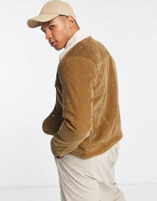 Hollister borg sherpa lined faux suede trucker jacket in brown, 2 of 4