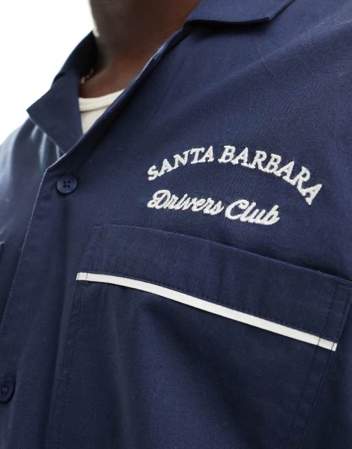 Hollister bowling shirt with back print in navy, 3 of 4