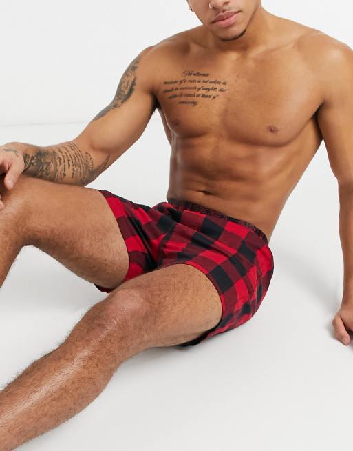 Hollister - Boxer a quadri rossi con elastico con logo, 4 di 4