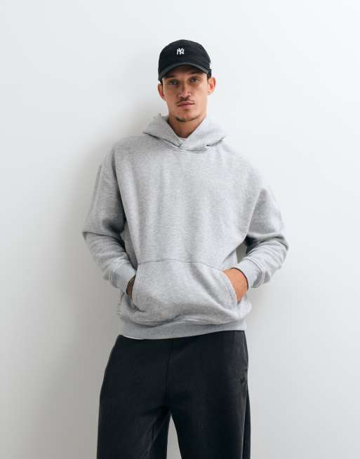 Hollister boxig hoodie i ljusgrått