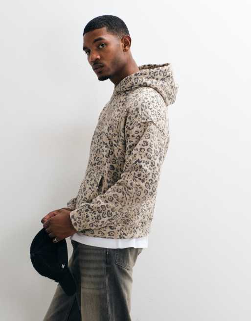 Hollister boxig hoodie med ljus leopardmönstring, 1 av 5