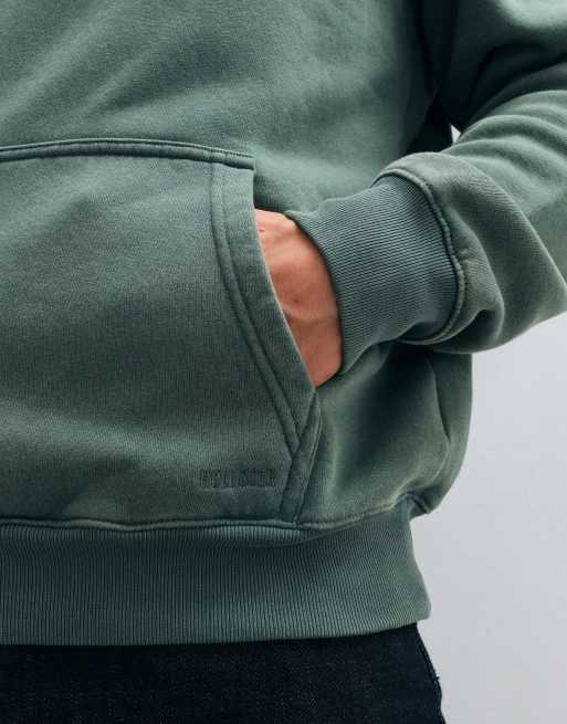Hollister boxig huvtröja i grön acid wash, 4 av 9