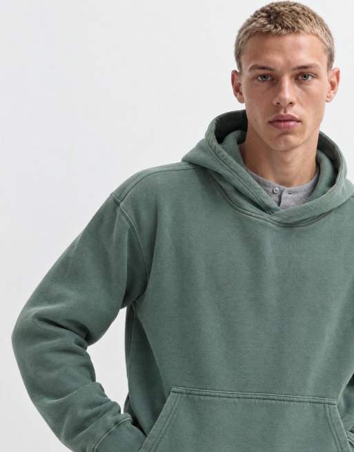 Hollister boxig huvtröja i grön acid wash, 9 av 9