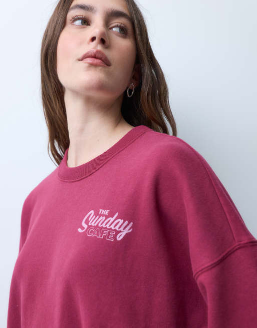Hollister boxig sweatshirt med grafik i bärfärg, 2 av 4