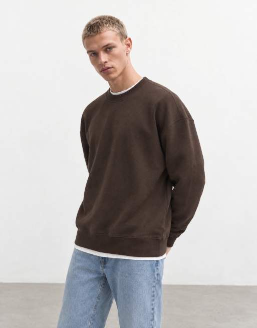Hollister boxig sweatshirt med rund halsringning i brun, 9 av 10