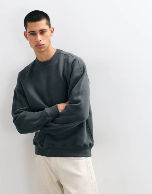 Hollister boxig sweatshirt med rund halsringning i mörkgrön, 1 av 5