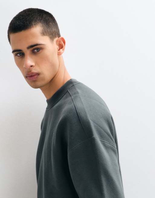Hollister boxig sweatshirt med rund halsringning i mörkgrön, 5 av 5