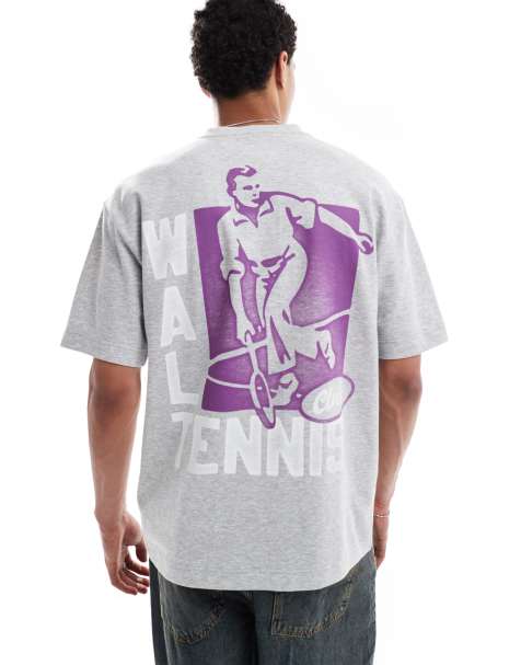 Hollister boxy cooling t-shirt with athletic motif in gray - view 1
