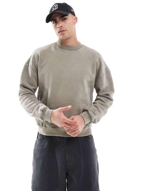 Hollister boxy crew neck sweat top in beige