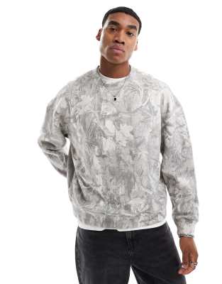 Hollister Hollister boxy crew neck sweat top in camo-Green