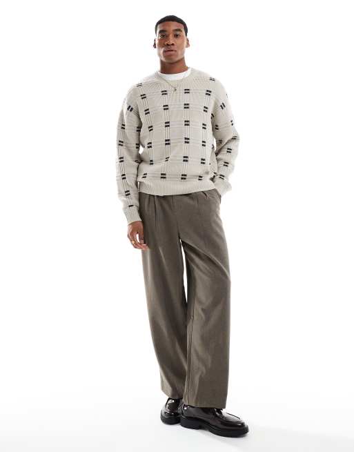 多様な in sweater neck crew boxy Hollister geo ASOS | gray pattern 衛生・清拭