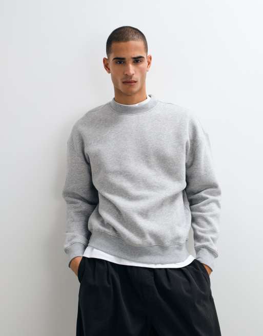 Hollister boxy crew neck sweatshirt in light grey, 2 of 5