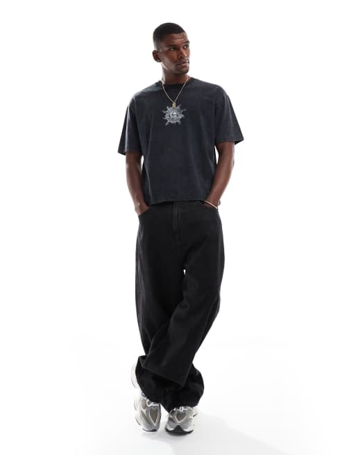 Hollister boxy cropped back graphic t-shirt in black