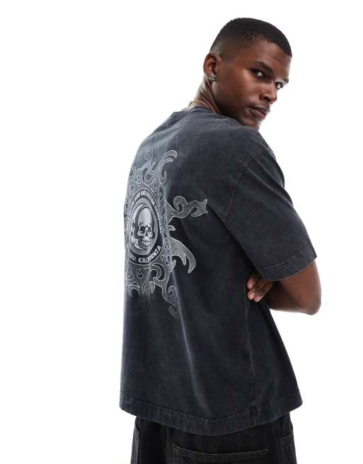 Hollister boxy cropped back graphic t-shirt in black